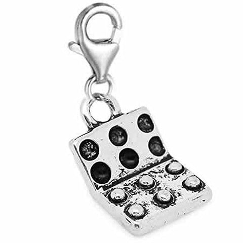 Domino Bead for European Clip on Charm Jewelry w/ Lobster Clasp - Sexy Sparkles Fashion Jewelry - 1