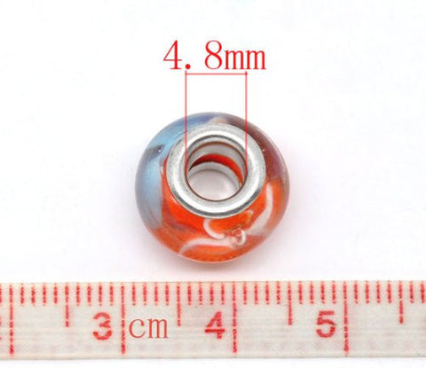 Ten(10) Orange Clover Glass Murano Lampwork Charm Beads For Snake Chain Charm Bracelet - Sexy Sparkles Fashion Jewelry - 3