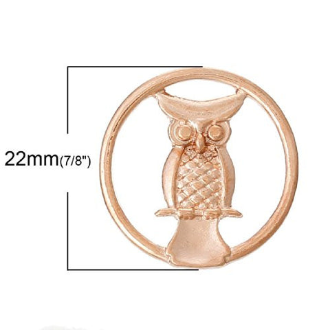 Owl Rose Gold Tone Floating Charms Dish Plate for Glass Locket Pendants and Floating - Sexy Sparkles Fashion Jewelry - 2