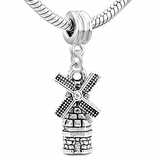 Dutch Windmill Charm Dangle European Bead Compatible for Most European Snake Chain Bracelet