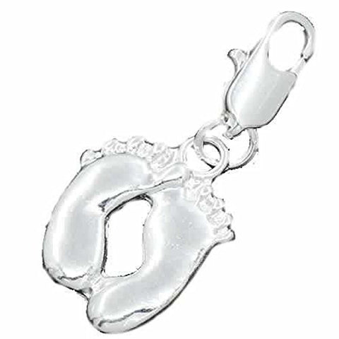 Clip on Footprint Charm Pendant for European Jewelry w/ Lobster Clasp - Sexy Sparkles Fashion Jewelry - 1
