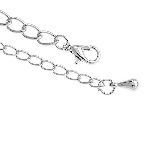 Silver Tone Lobster Clasp Link Chain Bracelet W/extender Chain 18cm(7 1/8) Long - Sexy Sparkles Fashion Jewelry - 3
