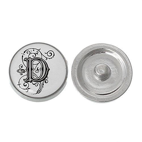 Alphabet Letter D Chunk Snap Button Pendant Fits Snaps Chunk Bracelet - Sexy Sparkles Fashion Jewelry - 1