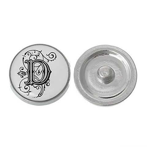 Alphabet Letter D Chunk Snap Button Pendant Fits Snaps Chunk Bracelet - Sexy Sparkles Fashion Jewelry - 1