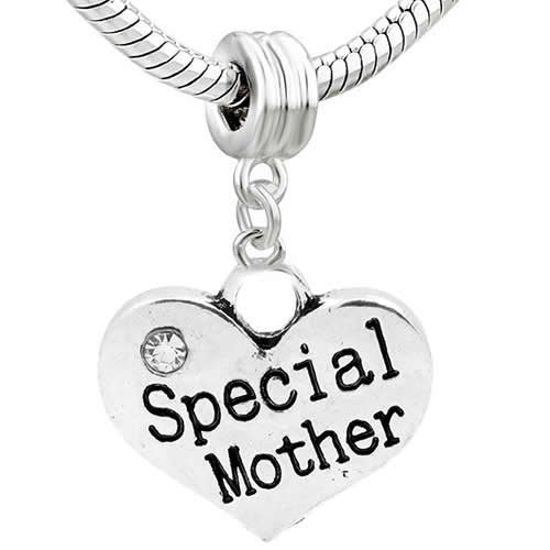 Family Hearts Charm Bead for Snake Chain Bracelet (Special Mother)
