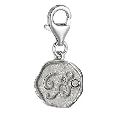 Alphabet B Letter Charm Pendant for European Clip on Charm Jewelry w/ Lobster Clasp