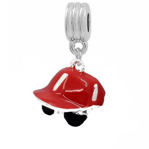 Red and Black Hat/cap European Bead Compatible for Most European Snake Chain Bracelet - Sexy Sparkles Fashion Jewelry - 2