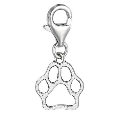 Hollow Clip on Paw Dangle Charm Pendant for European Clip on Charm Jewelry w/ Lobster Clasp - Sexy Sparkles Fashion Jewelry