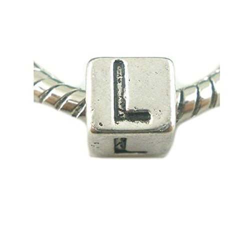 One Alphabet Block Beads Letter L for European Snake Chain Charm Braclets - Sexy Sparkles Fashion Jewelry
