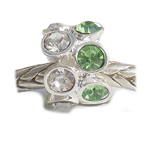 August Birthstone Charm Light Green and Clear  Crystal European Bead Compatible for Most European Snake Chain Bracelet - Sexy Sparkles Fashion Jewelry