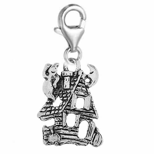 Halloween Haunted Ghost House Charm for European Clip on Jewelry w/ Lobster Clasp - Sexy Sparkles Fashion Jewelry