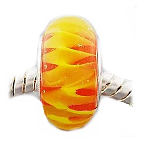 Troll Style Flames in Murano Glass Charm European Bead Compatible for Most European Snake Chain Bracelet
