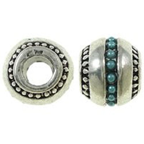 Round Light Blue Acrylic Pearl Design Charms Silver Tone Bead European Bead Compatible for Most European Snake Chain Bracelet - Sexy Sparkles Fashion Jewelry