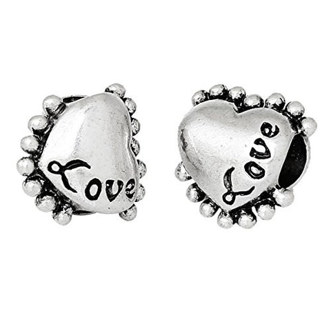 Love Heart Bead Compatible for Most European Snake Chain Bracelet - Sexy Sparkles Fashion Jewelry - 2