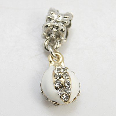 Lady Bug Design with White Enamel and Crystal Stones Charm European Bead Compatible for Most European Snake Chain Bracelet - Sexy Sparkles Fashion Jewelry - 2