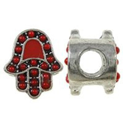 Hamsa or Hand of Fatima Spacer Bead For Snake Chain Bracelet (Red) - Sexy Sparkles Fashion Jewelry