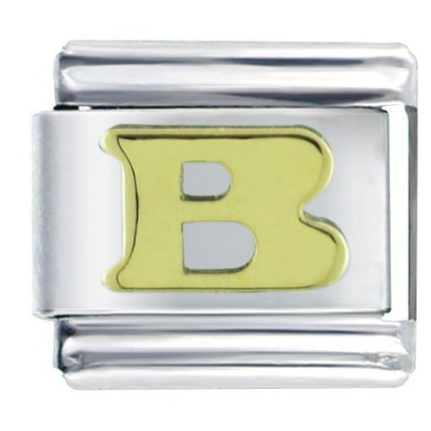 Gold plated base Letter B Italian Charm Bracelet Link - Sexy Sparkles Fashion Jewelry - 4