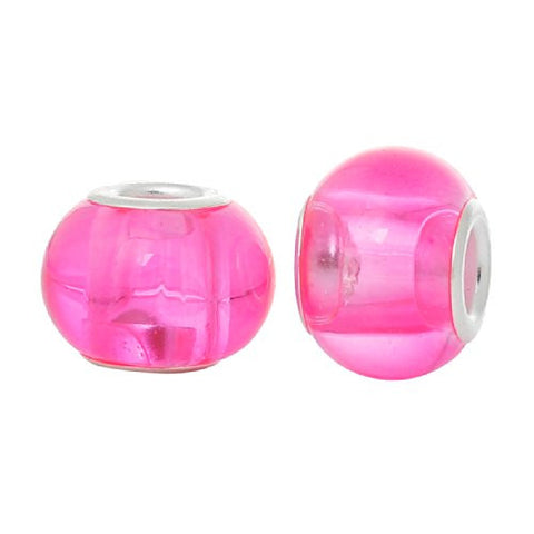 Five (5)Pink & Clear Glass European Murano Lampwork Beads Compatible with European Snake Chain Bracelet - Sexy Sparkles Fashion Jewelry - 3