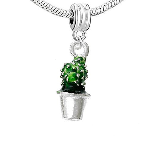 3D Mothers Day Gift Cactus Pot Plant Charm Bead - Sexy Sparkles Fashion Jewelry
