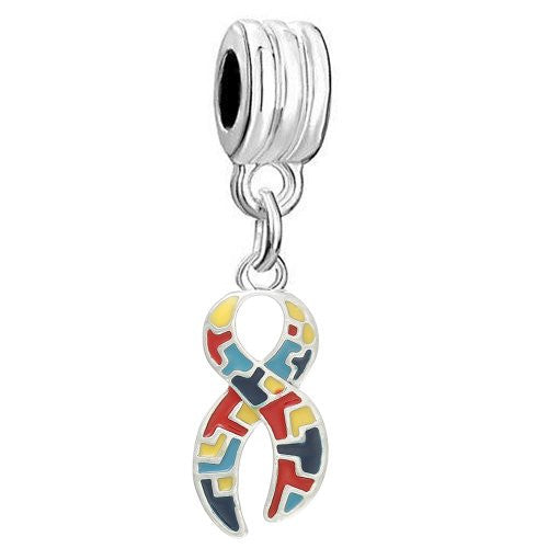 Multi Color Awarness Ribbon Charm European Bead Compatible for Most European Snake Chain Bracelet - Sexy Sparkles Fashion Jewelry