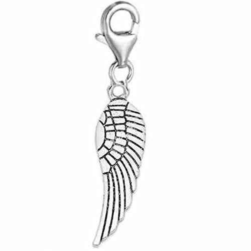 Clip on Angel Wing Charm Dangle Pendant for European Clip on Charm Jewelry w/ Lobster Clasp - Sexy Sparkles Fashion Jewelry - 1