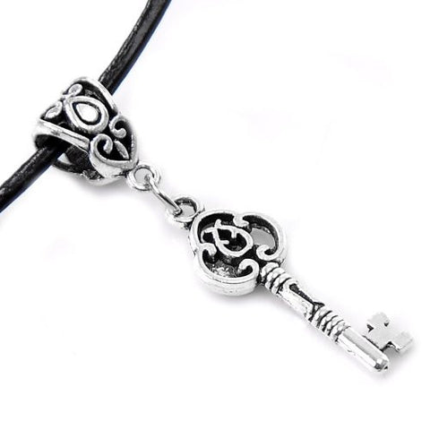 Cowhide Leather Necklace with Dangle Key(locks with Lobster Clasp) 43cm Long - Sexy Sparkles Fashion Jewelry - 2