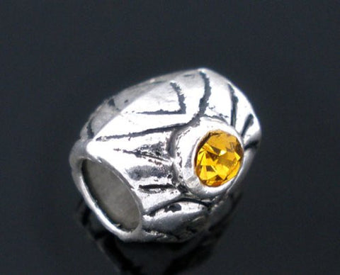 Yellow  Rhinestone Charm Beads For Snake Chain Bracelet - Sexy Sparkles Fashion Jewelry - 2