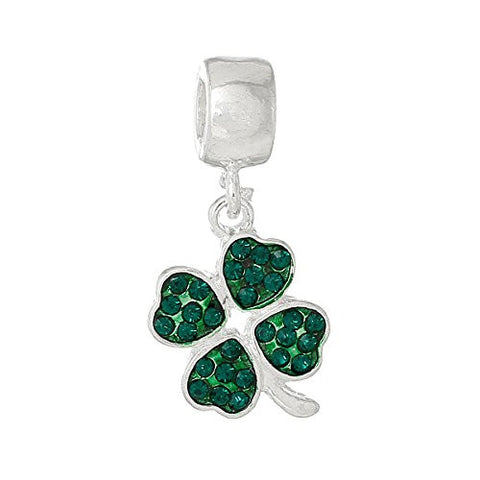 Four Leaf Clover With Green ed Crystals Charm Bead - Sexy Sparkles Fashion Jewelry - 1