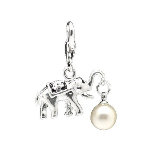 Clip on Elephant with White Imitation Pearl Charm for European Jewelry w/ Lobster Clasp - Sexy Sparkles Fashion Jewelry - 5
