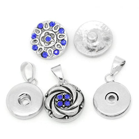 Chunk Click Button Pendant Silver Tone Fits Snaps Chunk Buttons - Sexy Sparkles Fashion Jewelry - 2