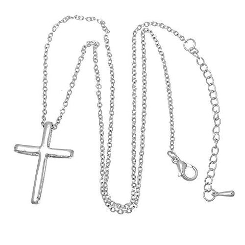 Fashion Jewelry Womens Necklace Silver Tone Cross Clear Rhinestone 43.5cm(17 1/8) Long - Sexy Sparkles Fashion Jewelry - 2