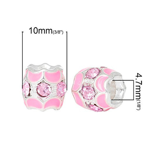 Pinl Barrel Moon w/  Crystal Pattern Bead Compatible for Most European Snake Chain Bracelet - Sexy Sparkles Fashion Jewelry - 3