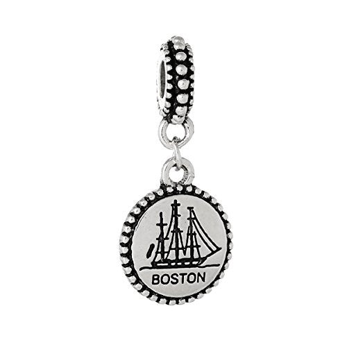 State Charm Bead Spacer (Boston)Spacer Bead for European Snake Chain Charm Bracelet - Sexy Sparkles Fashion Jewelry - 1