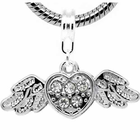 Angel Heart Wings Charm Dangle Bead Spacer for Snake Chain Charm Bracelet - Sexy Sparkles Fashion Jewelry - 2