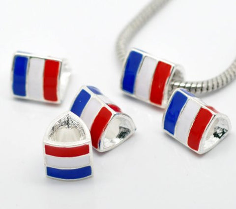 3 Sided Triangle France Flag Bead European Bead Compatible for Most European Snake Chain Charm Bracelet - Sexy Sparkles Fashion Jewelry - 2