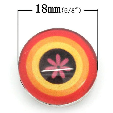 Flower Motif Design Glass Chunk Charm Button Fits Chunk Bracelet - Sexy Sparkles Fashion Jewelry - 2