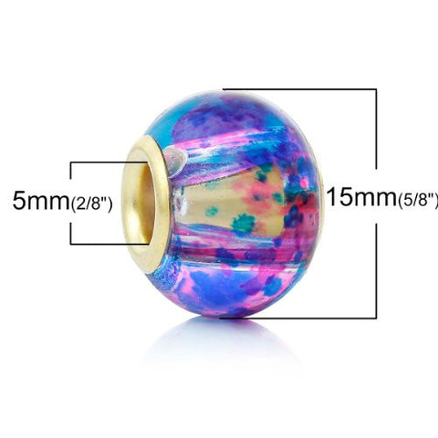 5 Glass European Charm Beads Round Multi - Sexy Sparkles Fashion Jewelry - 2