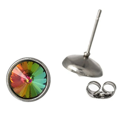Multi  Stainless Steel Post Stud Earrings with  Rhinestone - Sexy Sparkles Fashion Jewelry - 2