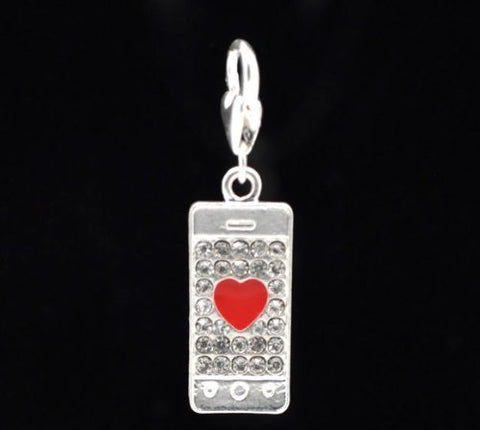 Clip on Rhinestone Iphone Charm Pendant for European Jewelry w/ Lobster Clasp - Sexy Sparkles Fashion Jewelry - 2