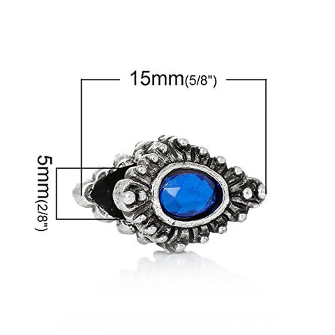 Rhinestone Birthstone w/  Crystal Ovals Charm Bead (September) - Sexy Sparkles Fashion Jewelry - 3