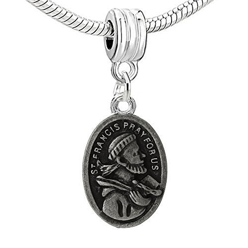 St Francis Pray for Us Religious Charm Bead Pendant - Sexy Sparkles Fashion Jewelry