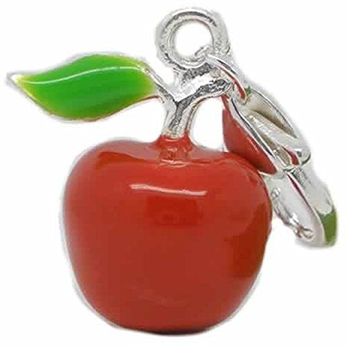 Clip on Red Apple Charm for European Jewelry w/ Lobster Clasp
