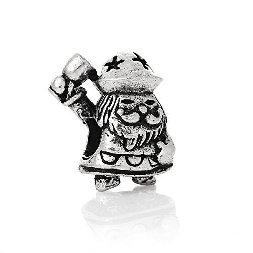 Christmas Santa Claus w/ Star Hat Charm Bead Spacer Compatible for Most European Snake Chain Bracelet