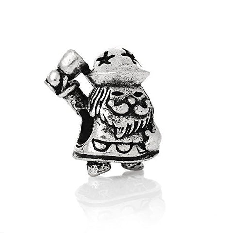 Christmas Santa Claus w/ Star Hat Charm Bead Spacer Compatible for Most European Snake Chain Bracelet - Sexy Sparkles Fashion Jewelry - 1