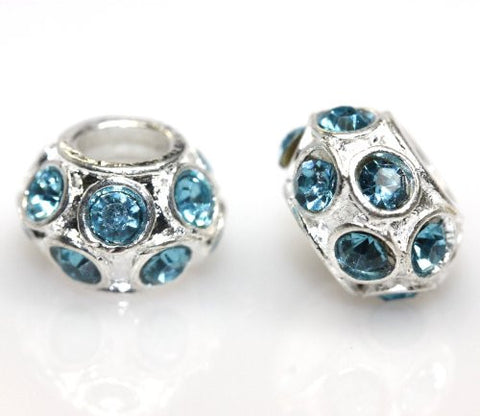 Birthstone March Aquamarine  Crystals Bead Charm Compatible with European Snake Chain Charm Bracelet - Sexy Sparkles Fashion Jewelry - 2