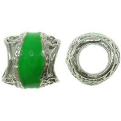 Enamel Design on Charm Bead For Snake Chain Bracelet (Light Green)