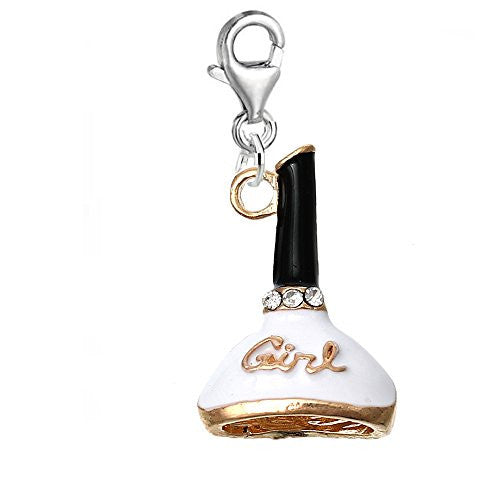 Girl Nail Polish Bottle Charm Pendant for European Charm Jewelry w/ Lobster Clasp