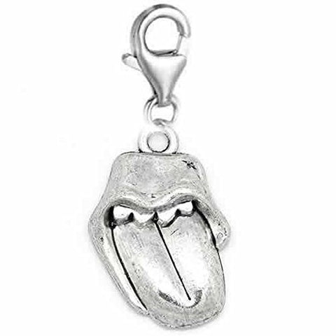 Open Mouth with Tongue Sticking Out Pendant for European Clip on Charm Jewelry w/ Lobster Clasp - Sexy Sparkles Fashion Jewelry - 1