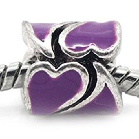 Heart Pattern Bead European Bead Compatible for Most European Snake Chain Braceletss (Purple) - Sexy Sparkles Fashion Jewelry - 1