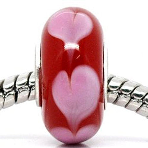 Heart Single Core Glass European Bead Compatible for Most European Snake Chain Bracelet - Sexy Sparkles Fashion Jewelry - 1